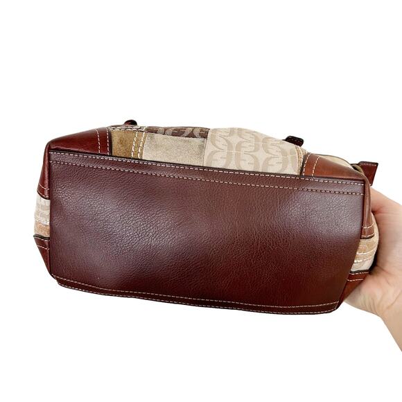 Fossil Brown Tan Patchwork Handbag - Picture 6 of 8